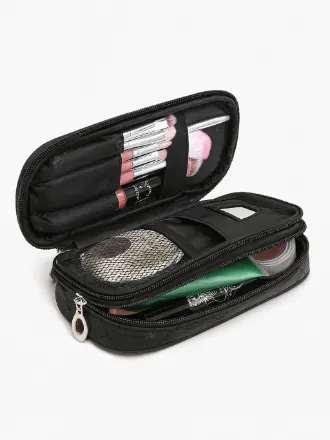 Mlmsy Makyaj Çantası, Kadınlar İçin, Aynalı, Güzellik Makyaj Fırçası Çantaları Seyahat Kiti Organizer Makyaj Çantası Profesyonel Çok Fonksiyonlu 2 Katmanlı Organizer (Siyah)