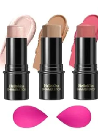 3 adet krem kontur kalemi, makyaj seti, gölgelendirme, allık ve bronzlaştırıcı, yanakların şekillendirilmesi için, suya dayanıklı, mat ve tazminat görünümlü