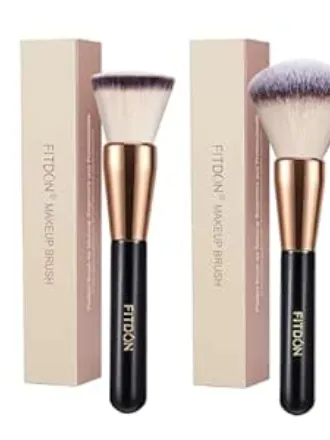Fondöten makyaj fırçası ve pudra fırçası, FITDON 2 adet Kabuki makyaj fırçası, sıvı, krem ve pudra için bronzlaştırıcı allık fırçası