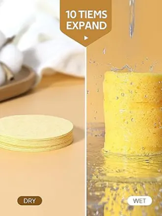 GAINWELL 50 sıkıştırılmış yüz süngeri, GAINWELL selüloz yüz süngeri, yüz temizliği için 100 doğal kozmetik spa süngeri, peeling maskesi, makyaj temizleme