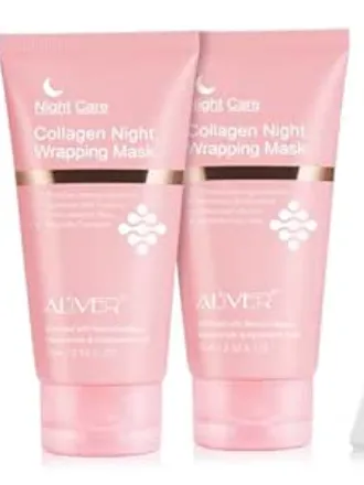 P-Beauty – 2 x Kolajen Yüz Maskesi Gece Maskesi – Fırça ile Gece Maskesi 75 ml Kaldırma Etkisi ve Kırışıklık Azaltma