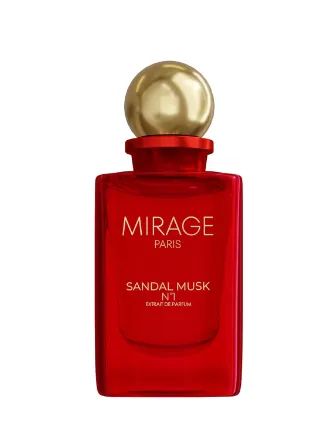 Mirage Paris Sandal Musk No.1 – Extrait de Parfum Unisex (%30 kokulu yağ), feromonlu, uzun ömürlü ve zarif, sandal ağacı ve misk, 50 ml + ücretsiz koku numunesi